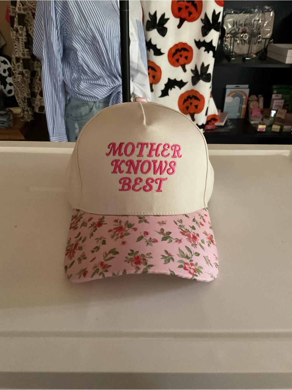 Mother Knows Best Kids Floral Pink & Cream Cap